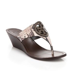 animal print thong wedge